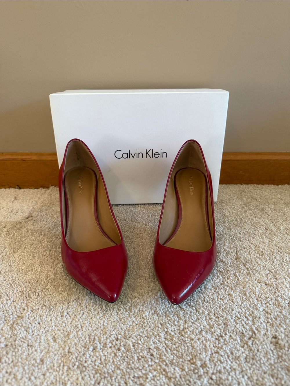 Calvin Klein Red Pointed-Toe Heels
